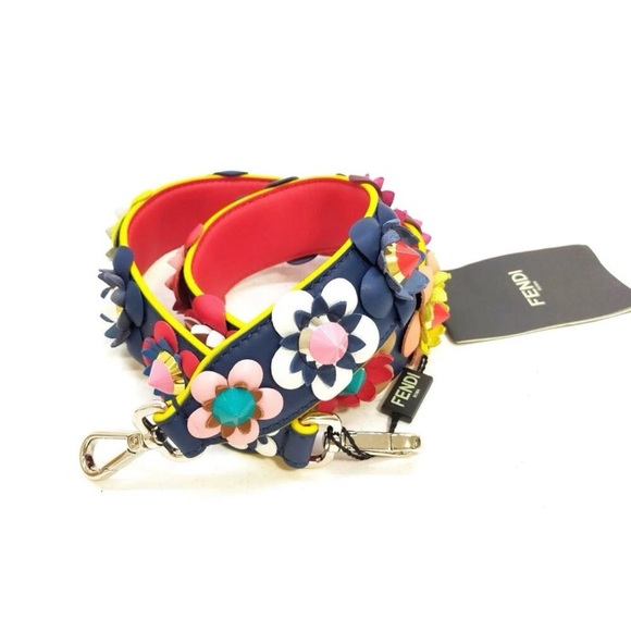 NWT Fendi Shoulder Strap Navy Blue Leather 4724356 - Picture 1 of 6